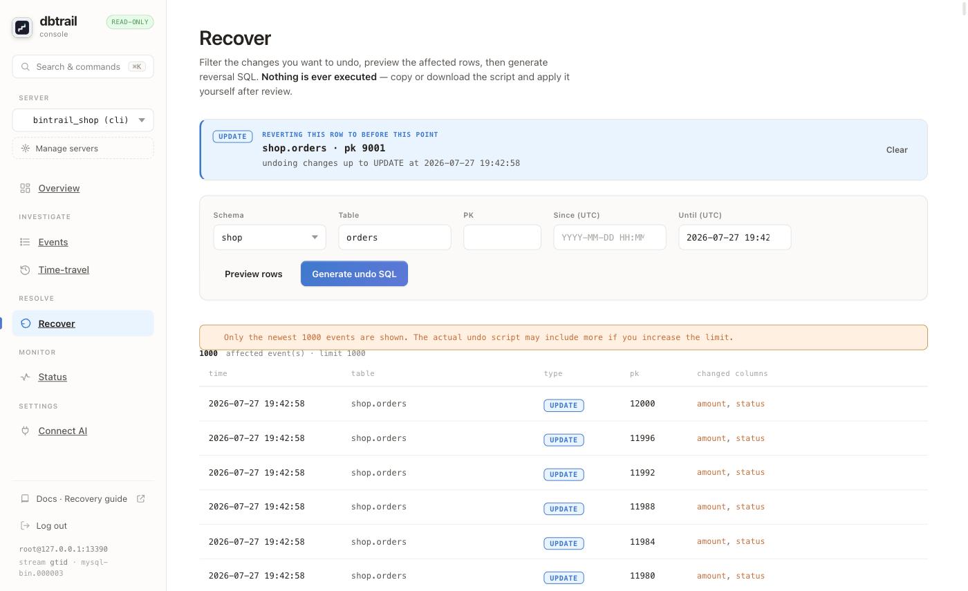Recover view previewing all the rows the refund script changed